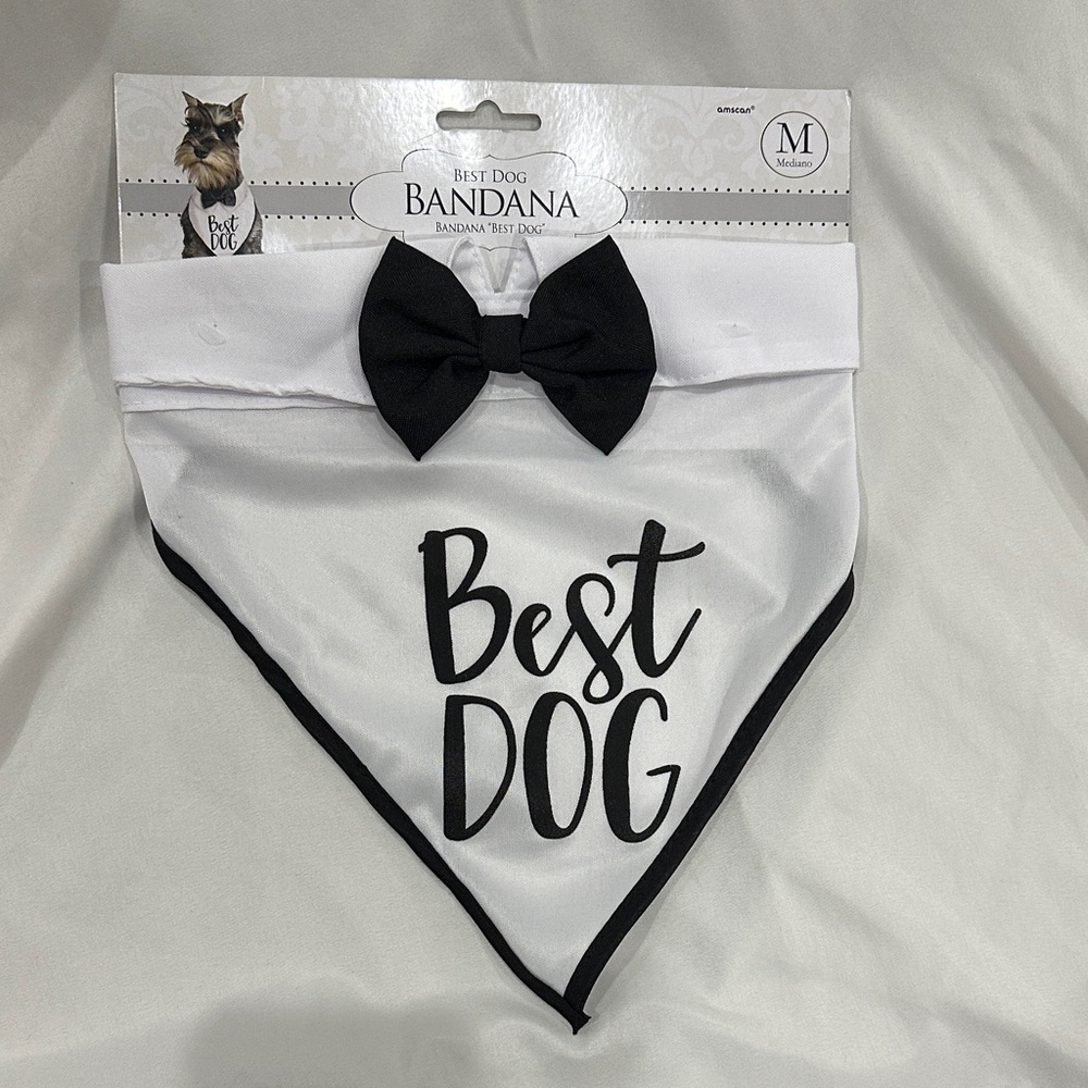 Amscan White & Black "Best Dog" Bandana with Bow